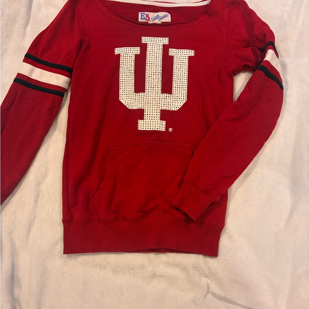 Indiana University Red Sweatshirt with Rhinestone IU Logo